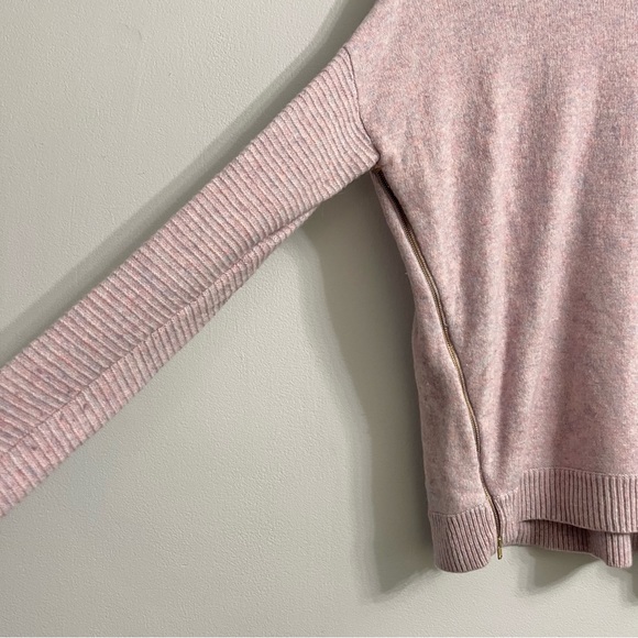 J. Crew 100% Wool Pink Lilac Sweater w Zipper Front Details Speckled Small - Picture 5 of 8